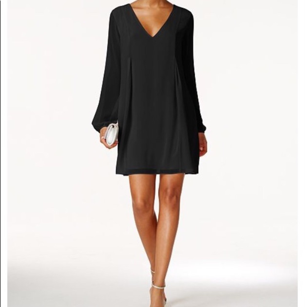 Black long sleeve chiffon dress